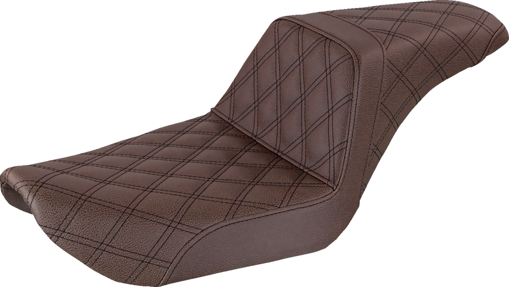 SADDLEMEN Step-Up Seat - Full Lattice Stitch - Brown - Dyna 896-04-175BR — image 1