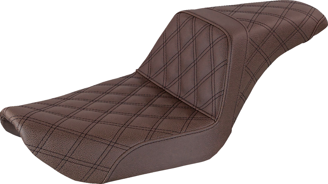 SADDLEMEN Step-Up Seat - Full Lattice Stitch - Brown - Dyna 896-04-175BR — image 1