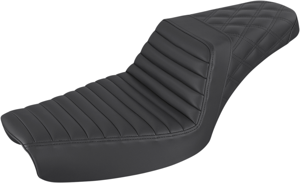 SADDLEMEN Step-Up Seat - Front Tuck-n-Roll/Rear Lattice Stitch - Black 896-04-176 — image 1