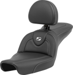 SADDLEMEN Roadsofa™ Seat - Carbon Fiber - with Backrest - FXD '96-'03 896-04-185BR — image 1