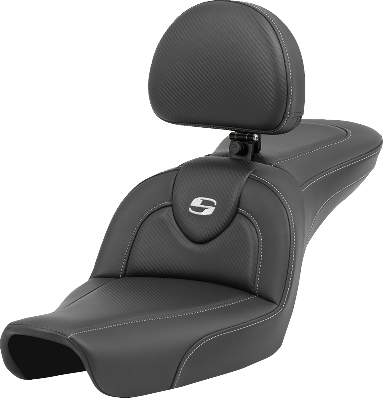 SADDLEMEN Roadsofa™ Seat - Carbon Fiber - with Backrest - FXD '96-'03 896-04-185BR — image 1