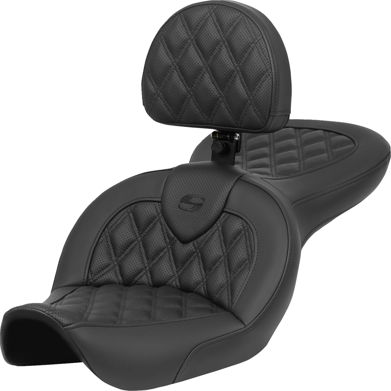SADDLEMEN Roadsofa™ Seat - with Backrest - Lattice Stitch - FXDWG '96-'23 896-05-182BR — image 1