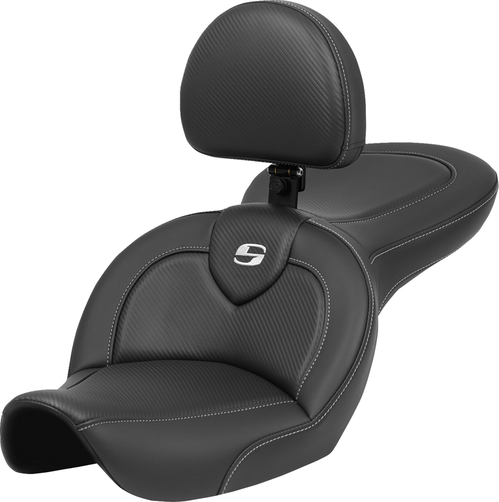 SADDLEMEN Roadsofa™ Seat - with Backrest - Carbon Fiber - FXDWG '96-'03 896-05-185BR — image 1