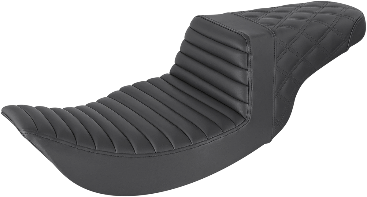 SADDLEMEN Step-Up Seat - Front Tuck-n-Roll/Rear Lattice Stitch - Black 897-06-176 — image 1