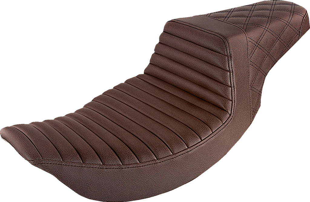 SADDLEMEN Step-Up Seat - Front Tuck-n-Roll/Rear Lattice Stitch - Brown 897-06-176BR — image 1