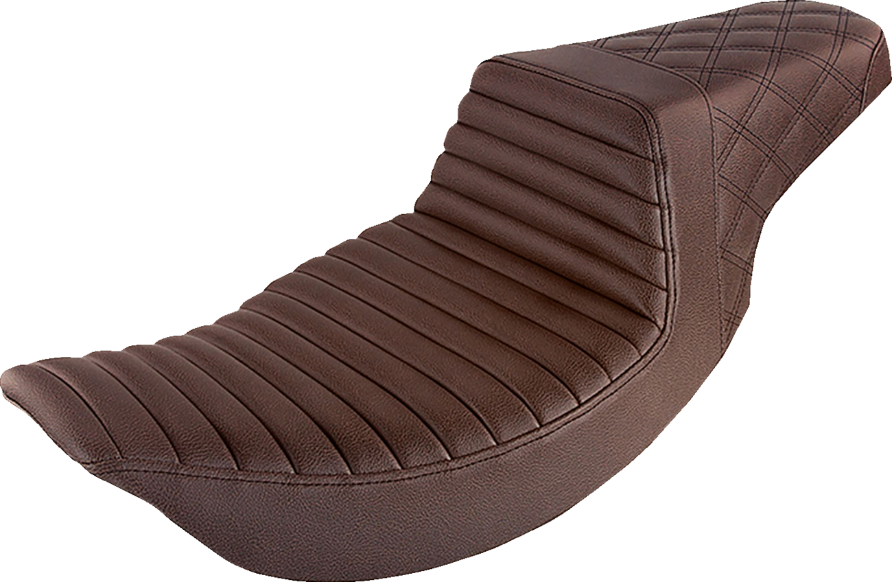 SADDLEMEN Step-Up Seat - Front Tuck-n-Roll/Rear Lattice Stitch - Brown 897-06-176BR — image 1