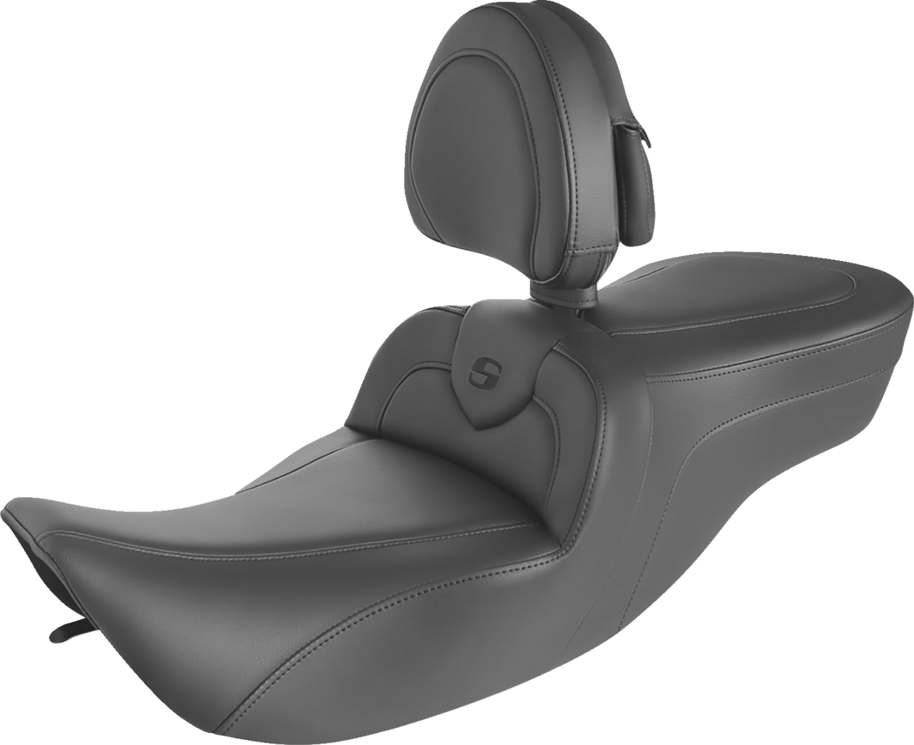 SADDLEMEN RoadSofa™ Seat - with Backrest - Black w/ Black Stitching - FLH '97-'07 897-06-187BR — image 1