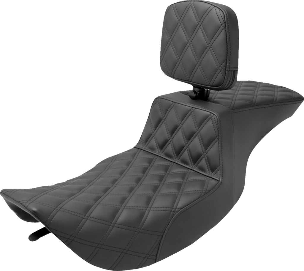 SADDLEMEN Tour Step-Up Seat - Rider Backrest - Full Lattice Stitch - FLHR/FLHX '97-'07 897-06-195BR — image 1