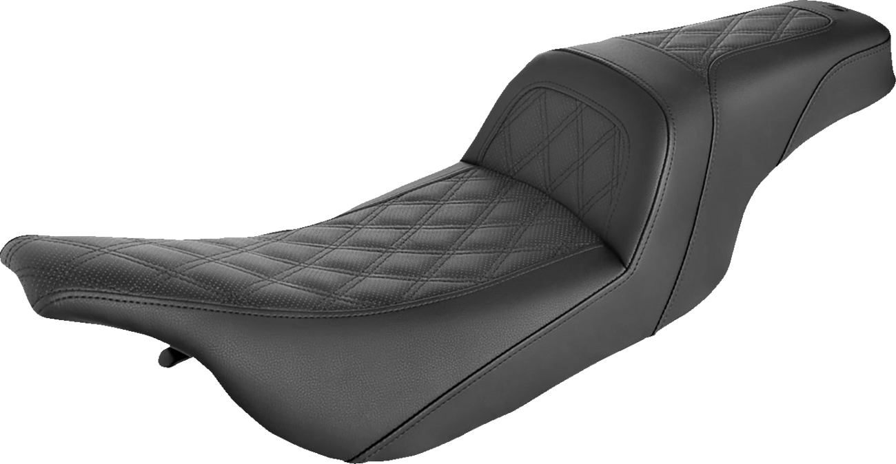 SADDLEMEN Slim Seat - Black - Lattice Stitch - '99-'07 FLHT/FLTR 897-07-162 — image 1