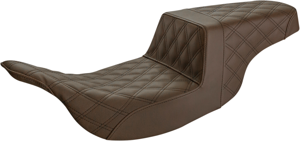 SADDLEMEN Step-Up Seat - Full Lattice Stitch - Brown 897-07-175BR — image 1