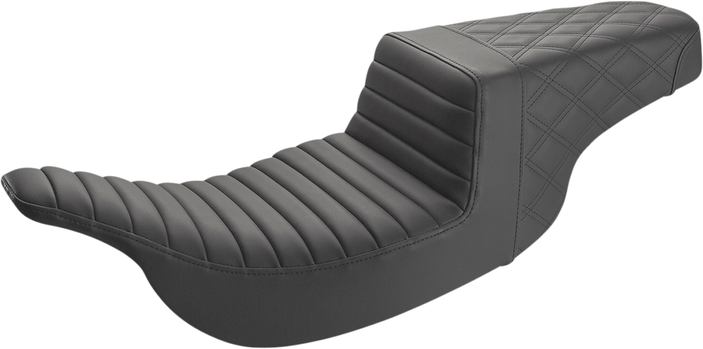 SADDLEMEN Step-Up Seat - Front Tuck-n-Roll/Rear Lattice Stitch - Black 897-07-176 — image 1