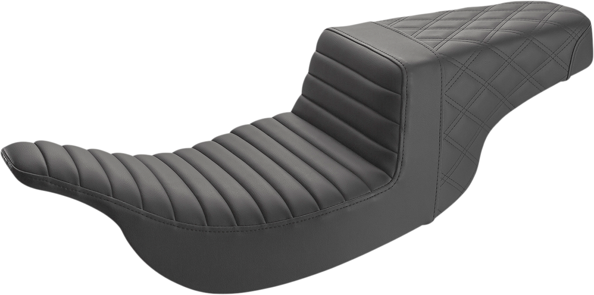 SADDLEMEN Step-Up Seat - Front Tuck-n-Roll/Rear Lattice Stitch - Black 897-07-176 — image 1