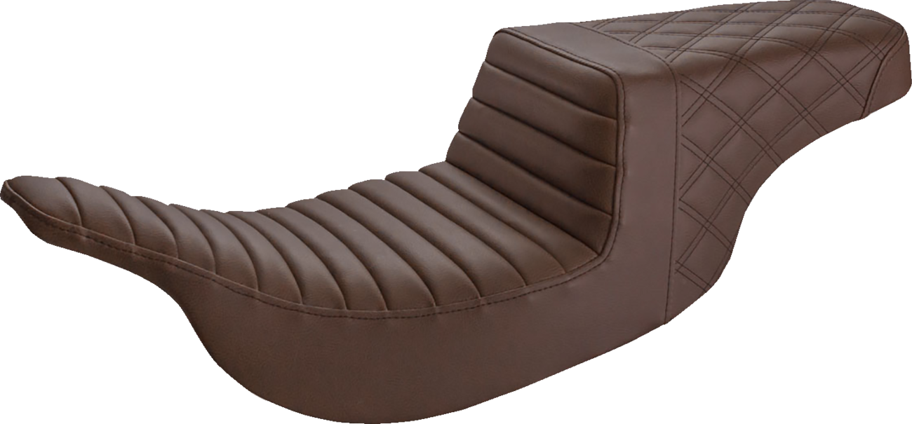 SADDLEMEN Step-Up Seat - Front Tuck-n-Roll/Rear Lattice Stitch - Brown 897-07-176BR — image 1