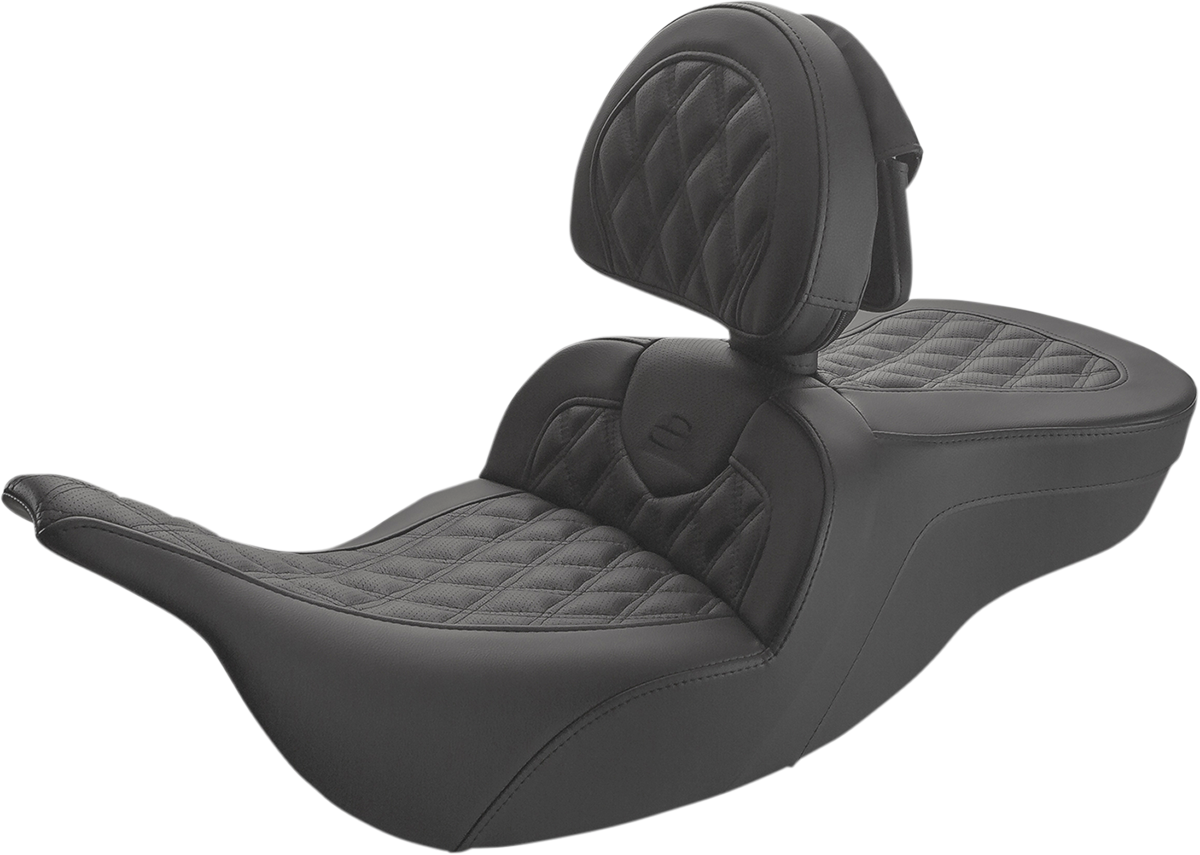 SADDLEMEN Roadsofa™ Lattice Stitched Seat - w/ Driver Backrest - Black 897-07-182BR — image 1