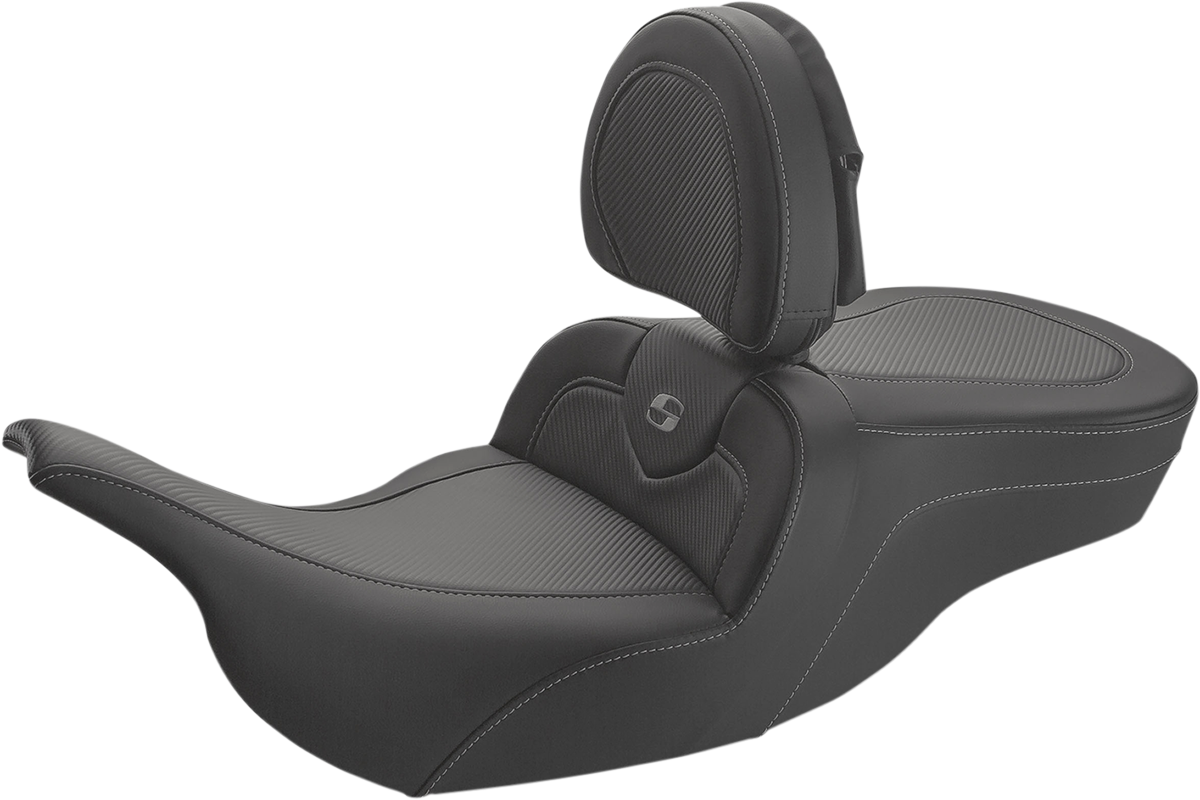 SADDLEMEN Roadsofa™ Carbon Fiber Seat - w/ Backrest - Smooth - FLH/FLT '97-'07 897-07-185BR — image 1