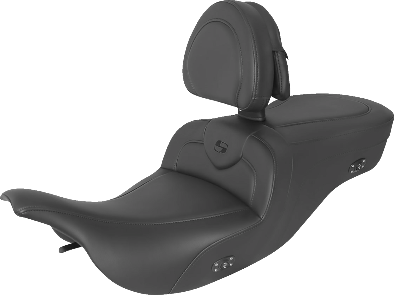 SADDLEMEN Heated RoadSofa™ Seat - With Backrest - Black W/Black Stitching 897-07-187BRHCT — image 1