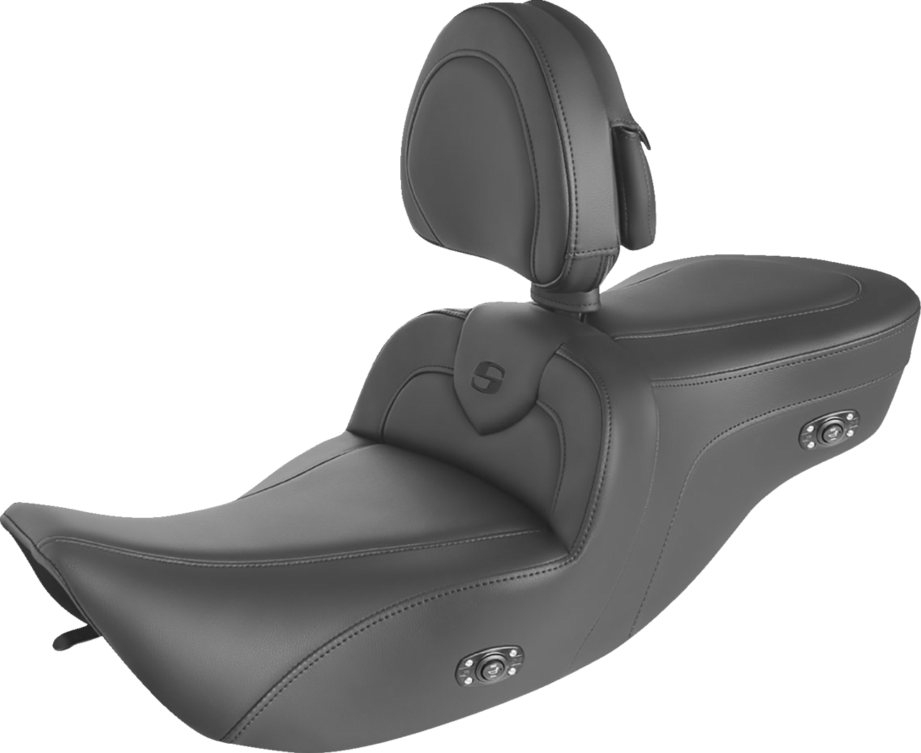 SADDLEMEN Heated RoadSofa™ Seat - With Backrest - Black W/Black Stitching 897-07-187BRHCT — image 2