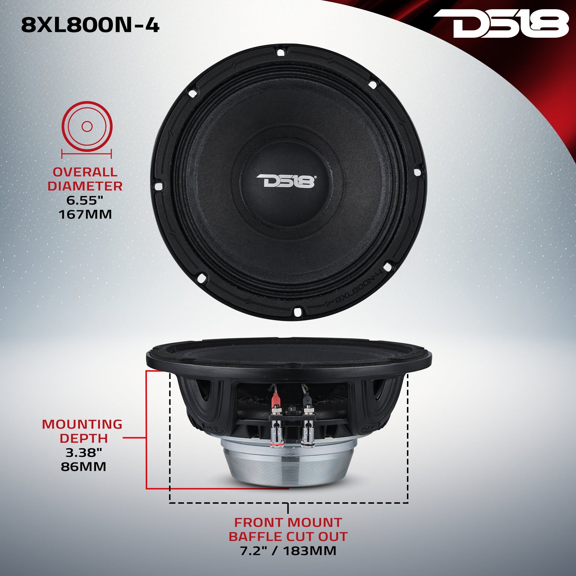 DS18 8XL800N-4 XL 8" Mid-Range Loudspeaker 4-Ohm With Neodymium Magnet 400 Watts RMS — image 7