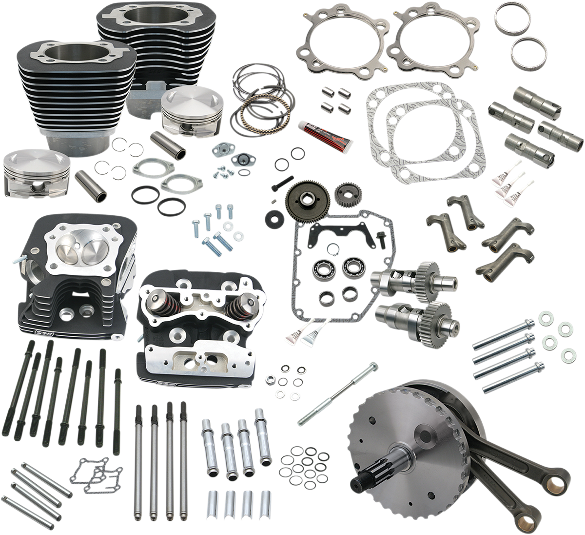 S&S CYCLE 124" Hot Set Up® - Big Bore/Stroker - Wrinkle Black - 88A Twin Cam 900-0564 — image 1