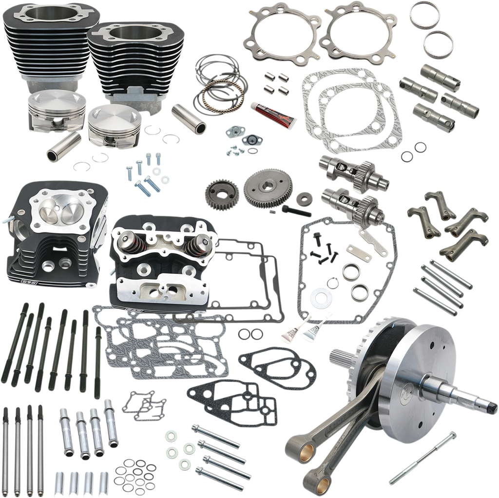 S&S CYCLE 124" Hot Set Up® - Big Bore/Stroker - Wrinkle Black - 96/103/110A Twin Cam 900-0568 — image 1