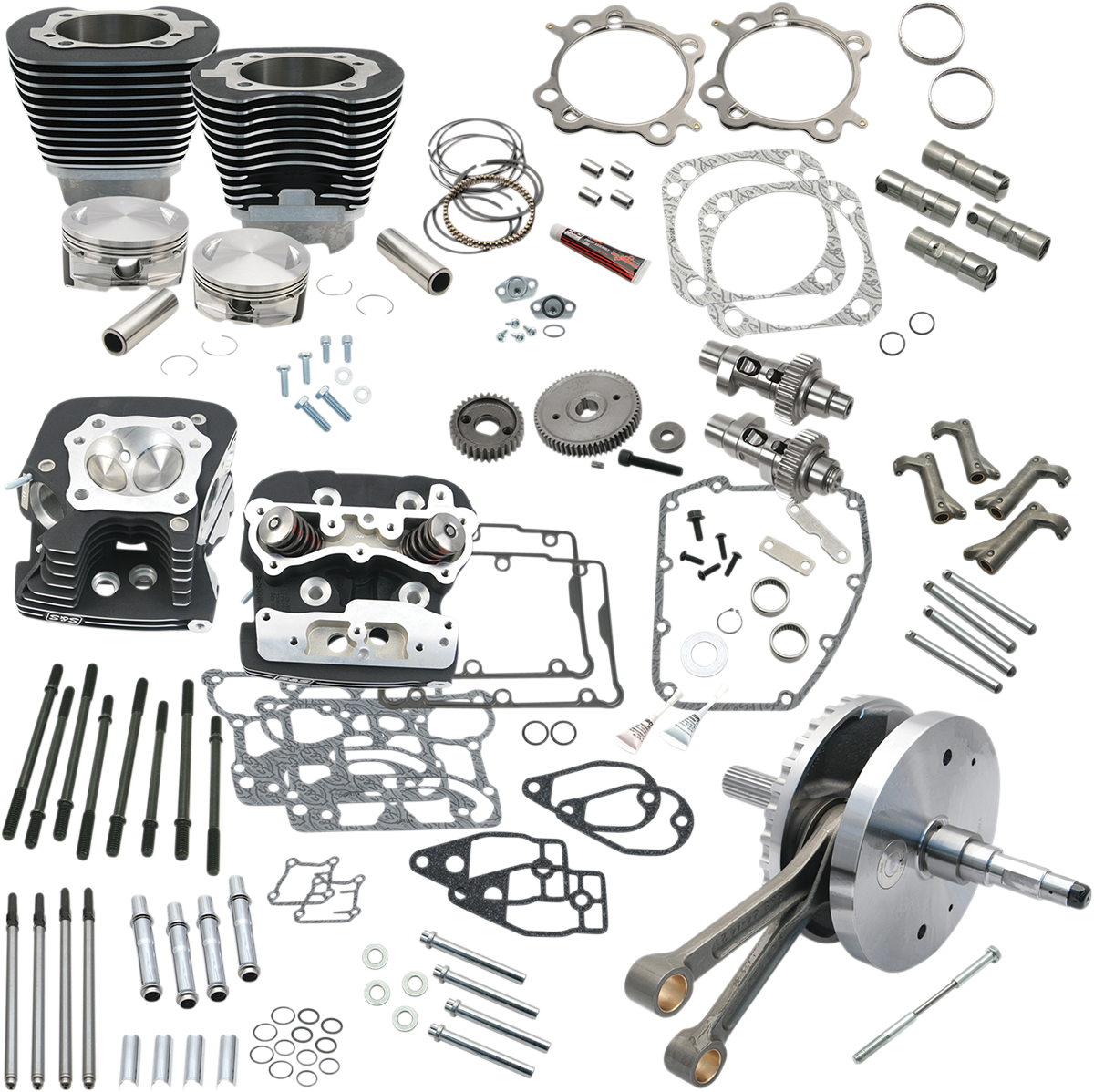 S&S CYCLE 124" Hot Set Up® - Big Bore/Stroker - Wrinkle Black - 96/103/110A Twin Cam 900-0568 — image 1