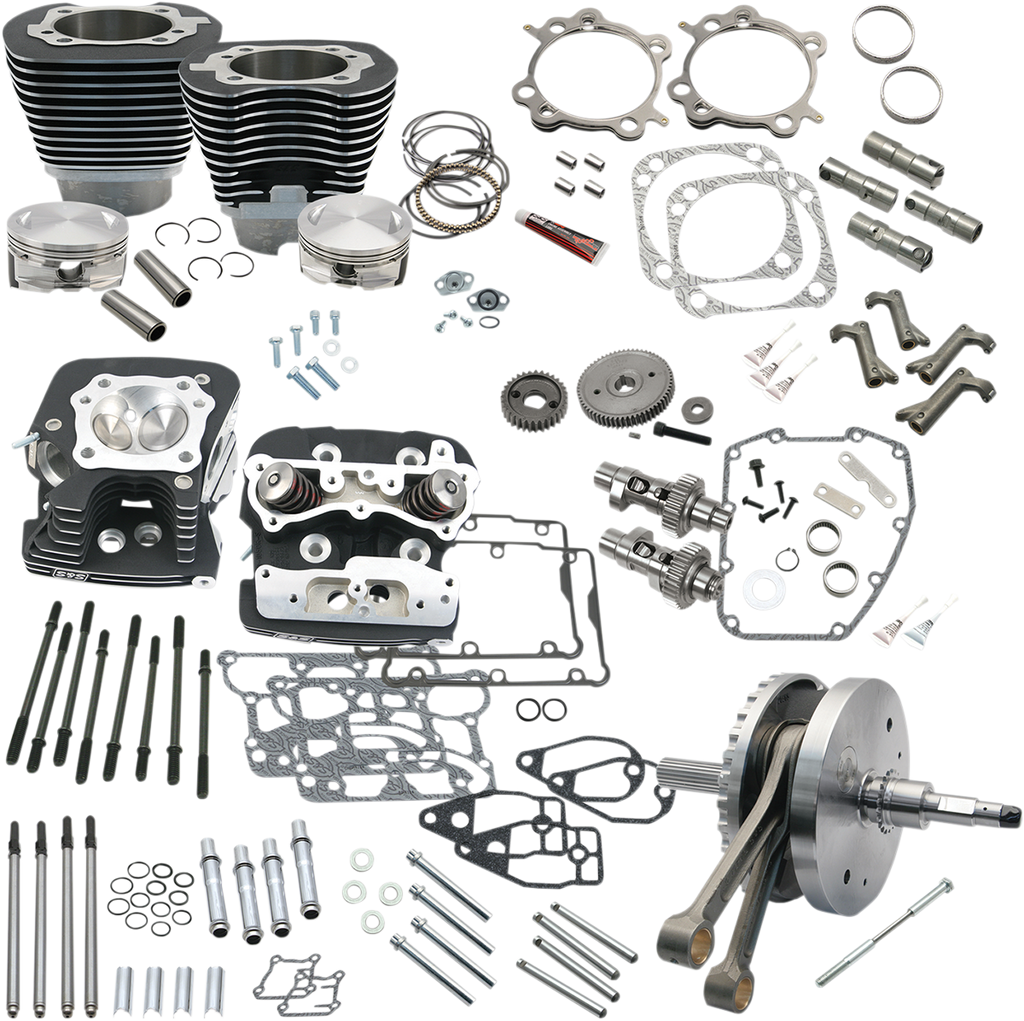 S&S CYCLE 124" Hot Set Up® - Big Bore/Stroker - Wrinkle Black - 96B/103B/110B Twin Cam 900-0569 — image 1
