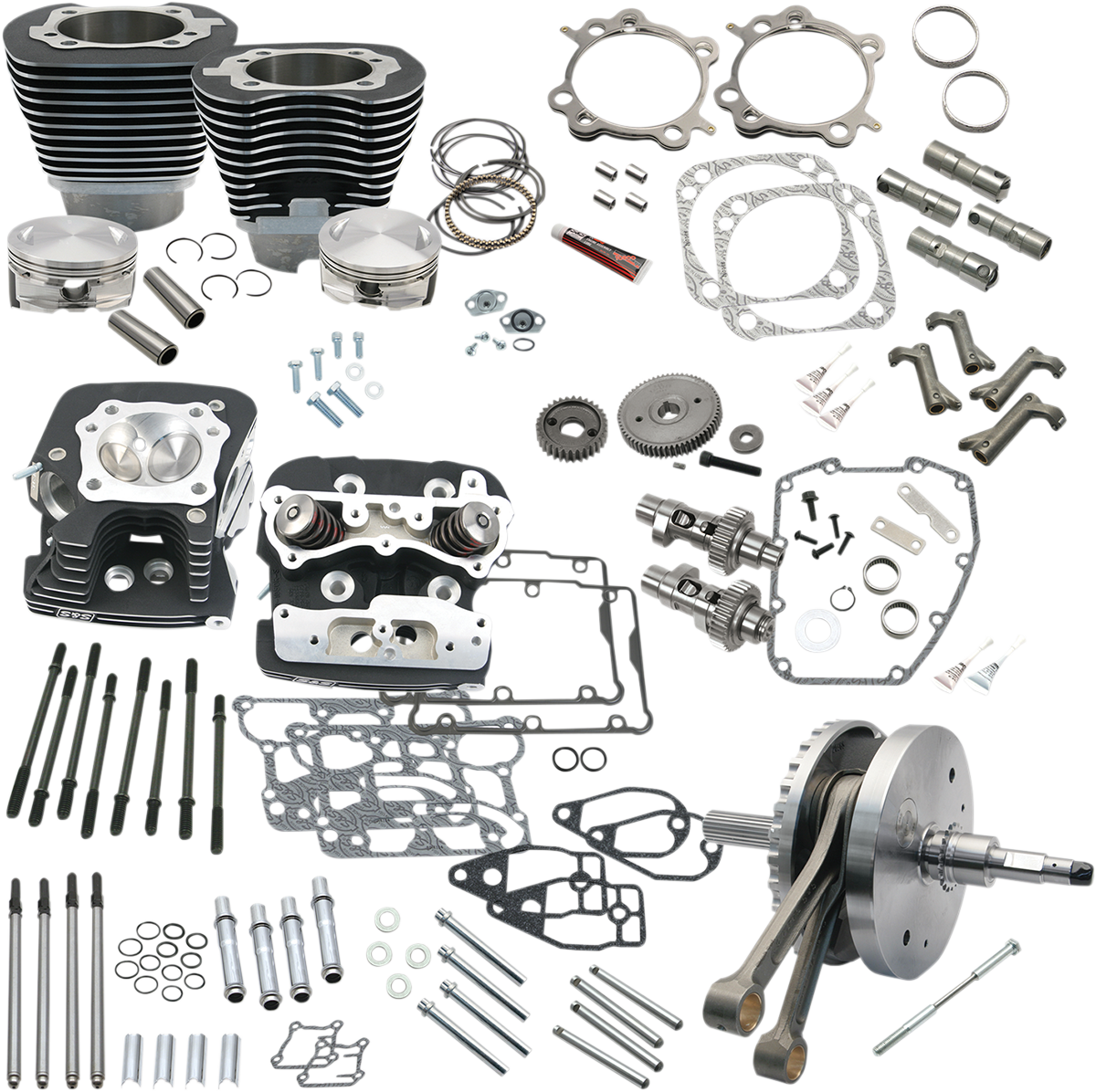 S&S CYCLE 124" Hot Set Up® - Big Bore/Stroker - Wrinkle Black - 96B/103B/110B Twin Cam 900-0569 — image 1