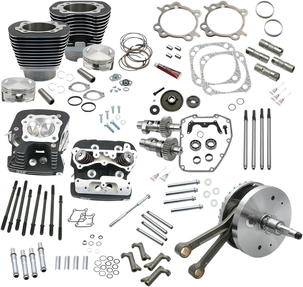 S&S CYCLE 124" Hot Set Up® - Big Bore/Stroker - Wrinkle Black - 96B/103B/110B Twin Cam 900-0569 — image 2