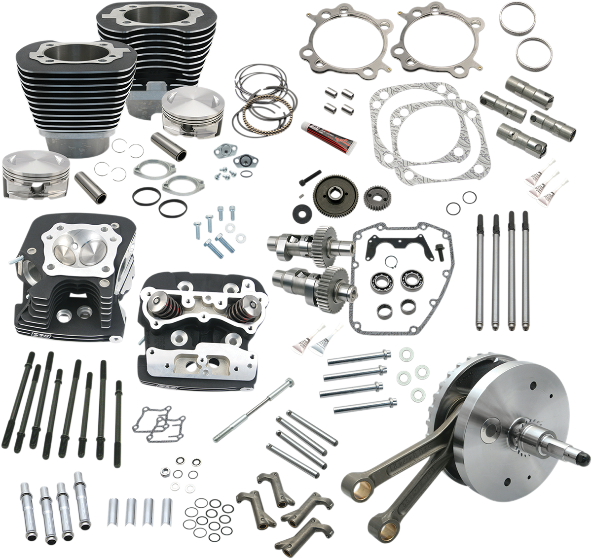 S&S CYCLE 124" Hot Set Up® - Big Bore/Stroker - Wrinkle Black - 96B/103B/110B Twin Cam 900-0569 — image 2