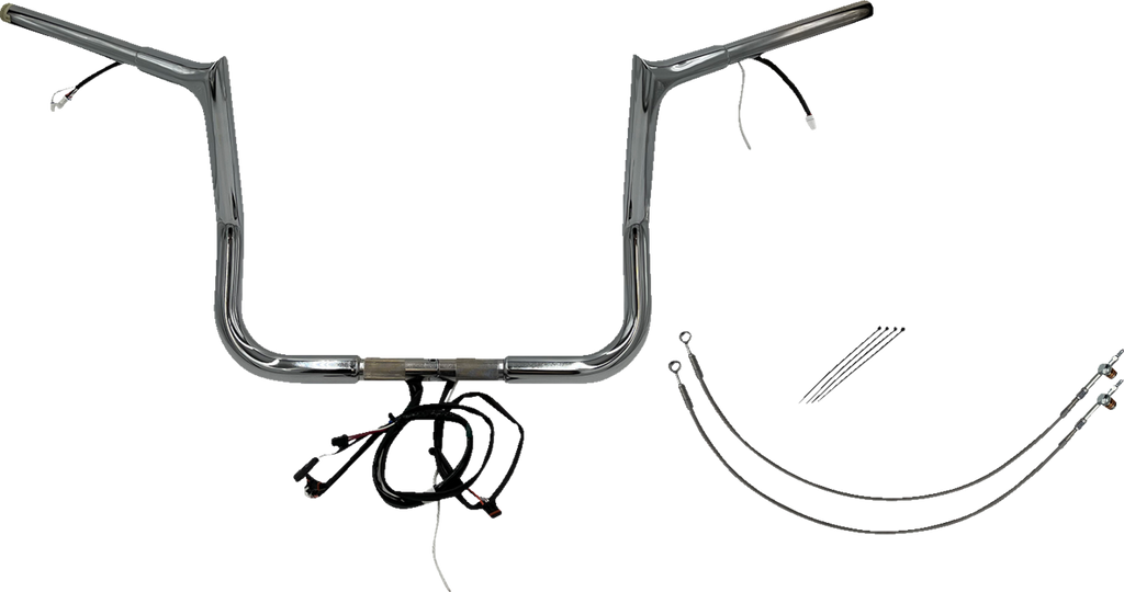 FAT BAGGERS INC. EZ Install Wired 1-1/4" Pointed Top Handlebar Kit - 12" - Chrome 901212 — image 1