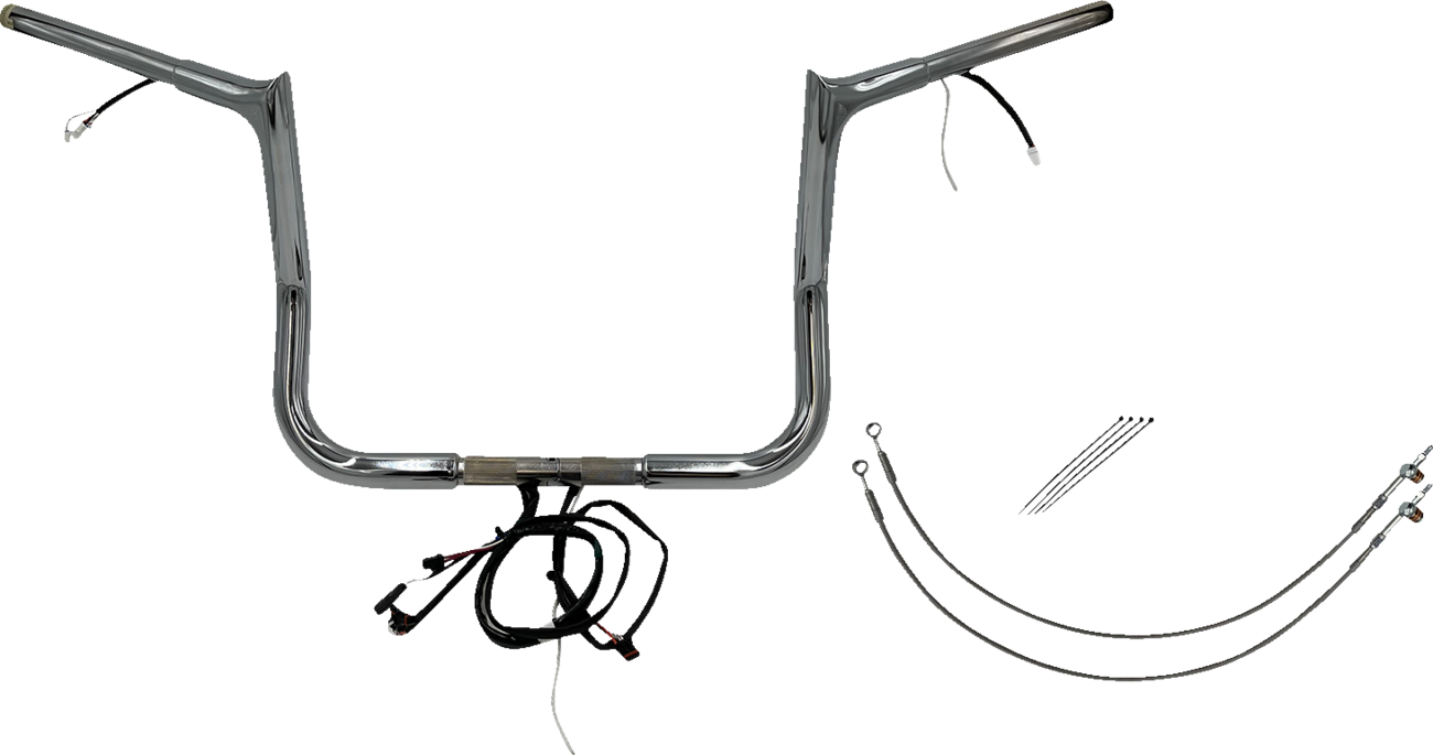 FAT BAGGERS INC. EZ Install Wired 1-1/4" Pointed Top Handlebar Kit - 12" - Chrome 901212 — image 1