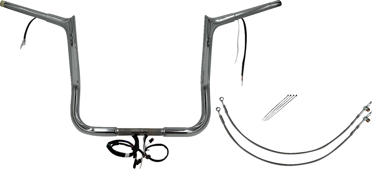 FAT BAGGERS INC. EZ Install Wired 1-1/4" Pointed Top Handlebar Kit - 14" - Chrome 901214 — image 1