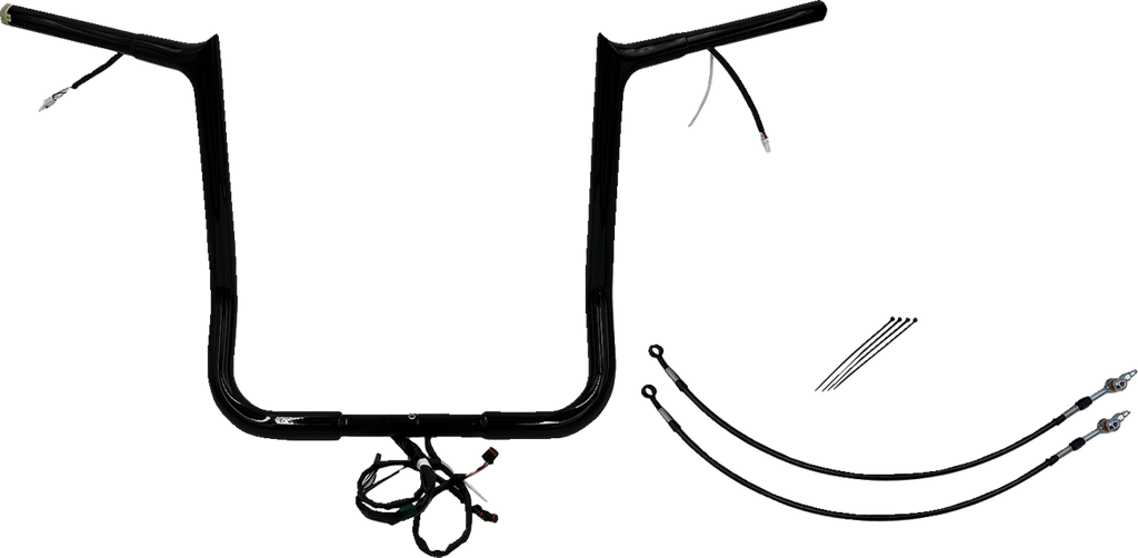 FAT BAGGERS INC. EZ Install Wired 1-1/4" Pointed Top Handlebar Kit - 16" - Black 901216-B — image 1
