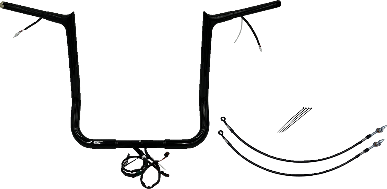 FAT BAGGERS INC. EZ Install Wired 1-1/4" Pointed Top Handlebar Kit - 16" - Black 901216-B — image 1