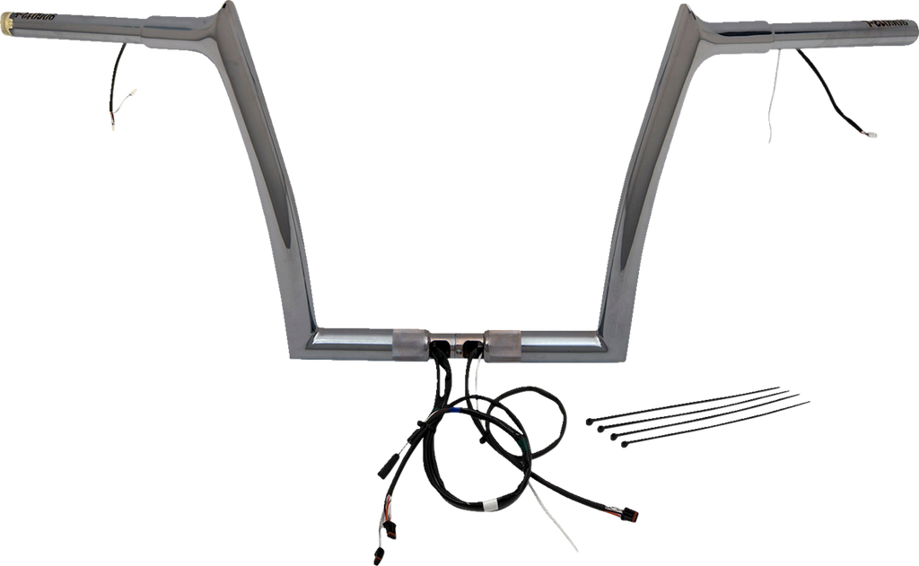 FAT BAGGERS INC. EZ Install Wired 1-1/4" Pointed Top Handlebar Kit - 12" - Chrome 901912 — image 1