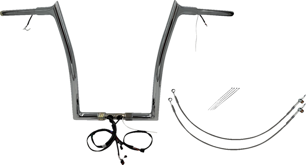 FAT BAGGERS INC. EZ Install Wired 1-1/4" Pointed Top Handlebar Kit - 16" - Chrome 901916 — image 1
