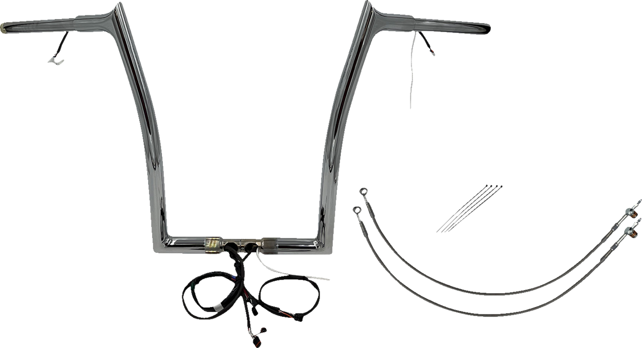 FAT BAGGERS INC. EZ Install Wired 1-1/4" Pointed Top Handlebar Kit - 16" - Chrome 901916 — image 1
