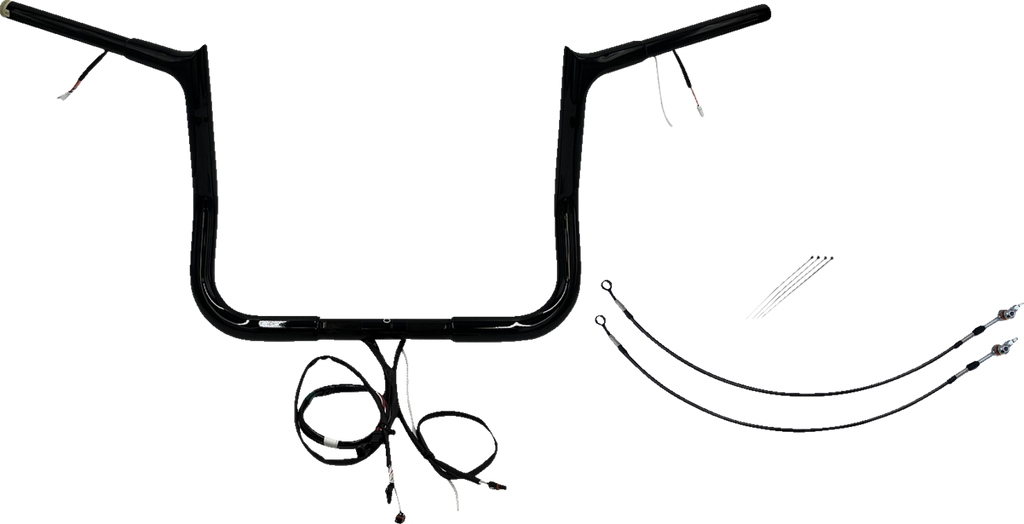 FAT BAGGERS INC. EZ Install Wired 1-1/4" Pointed Top Handlebar Kit - 12" - Black 902212-B — image 1