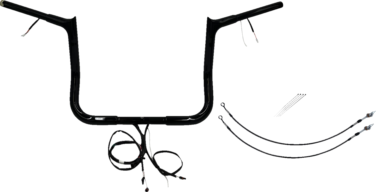 FAT BAGGERS INC. EZ Install Wired 1-1/4" Pointed Top Handlebar Kit - 12" - Black 902212-B — image 1