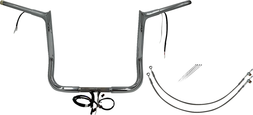 FAT BAGGERS INC. EZ Install Wired 1-1/4" Pointed Top Handlebar Kit - 14" - Chrome 902214 — image 1