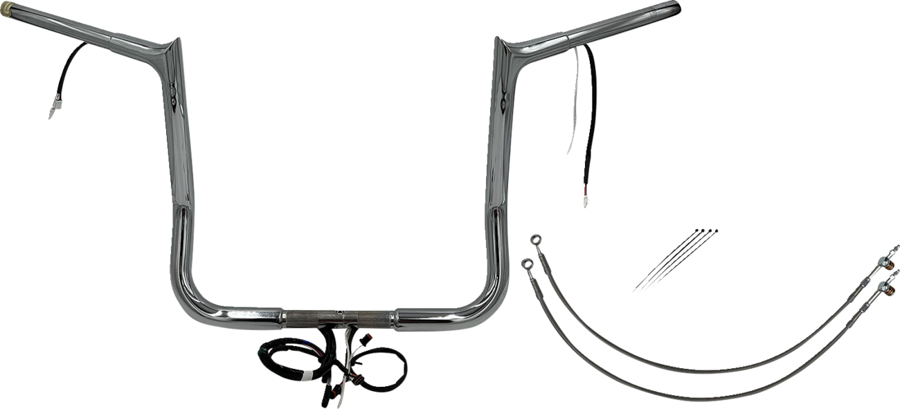 FAT BAGGERS INC. EZ Install Wired 1-1/4" Pointed Top Handlebar Kit - 14" - Chrome 902214 — image 1