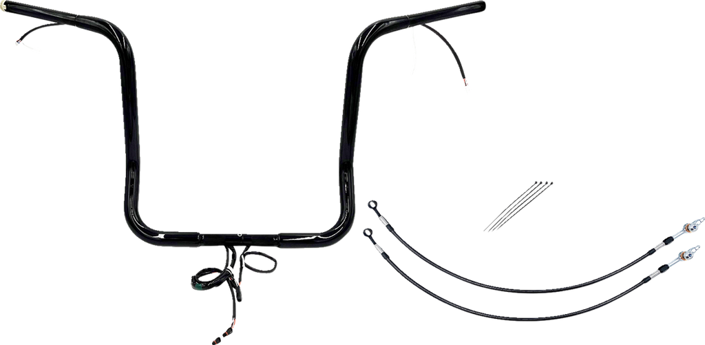FAT BAGGERS INC. EZ Install Wired 1-1/4" Pointed Top Handlebar Kit - 16" - Black 902216-B — image 1