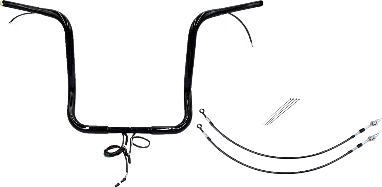 FAT BAGGERS INC. EZ Install Wired 1-1/4" Pointed Top Handlebar Kit - 16" - Black 902216-B — image 1