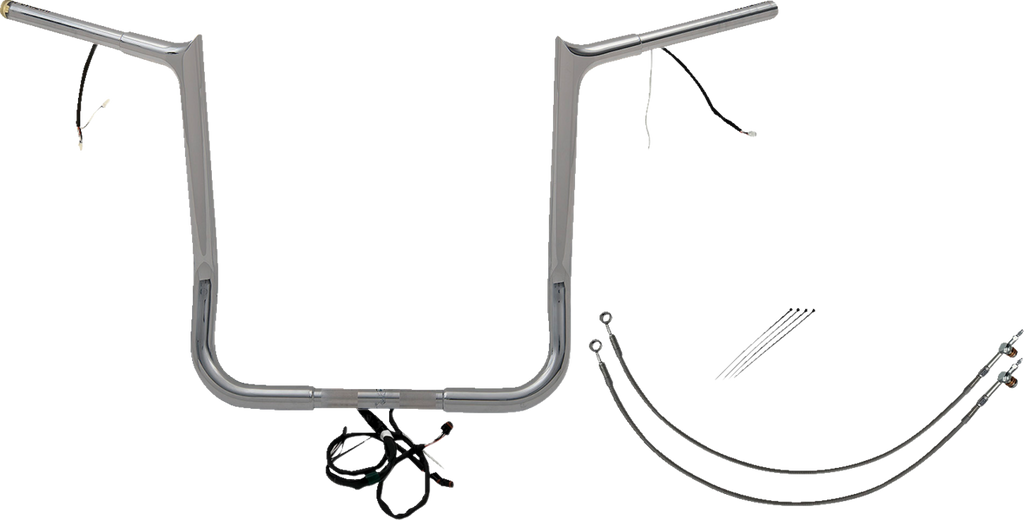 FAT BAGGERS INC. EZ Install Wired 1-1/4" Pointed Top Handlebar Kit - 16" - Chrome 902216 — image 1