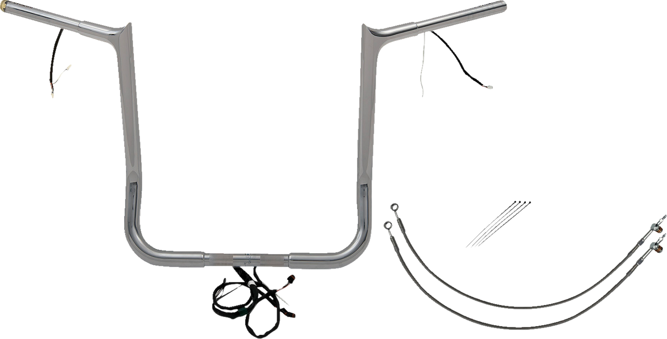 FAT BAGGERS INC. EZ Install Wired 1-1/4" Pointed Top Handlebar Kit - 16" - Chrome 902216 — image 1