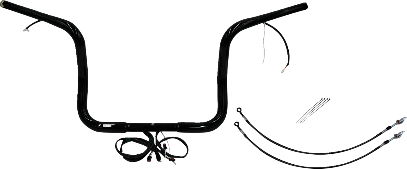 FAT BAGGERS INC. EZ Install Wired 1-1/4" Round Top Handlebar Kit - 12" - Black 902512-B — image 1