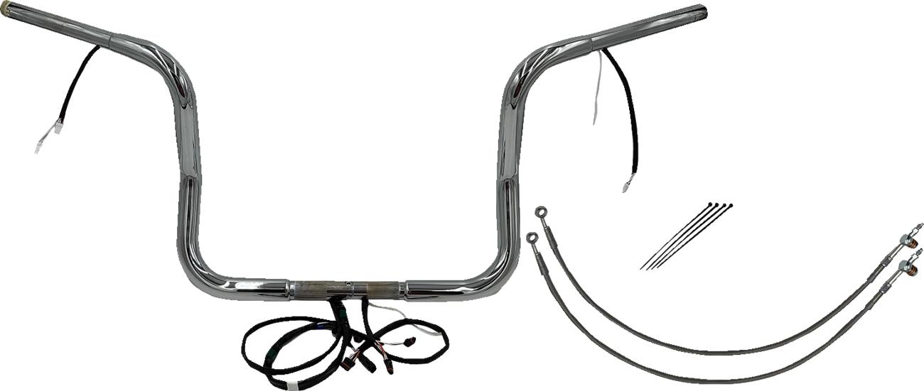 FAT BAGGERS INC. EZ Install Wired 1-1/4" Round Top Handlebar Kit - 12" - Chrome 902512 — image 1