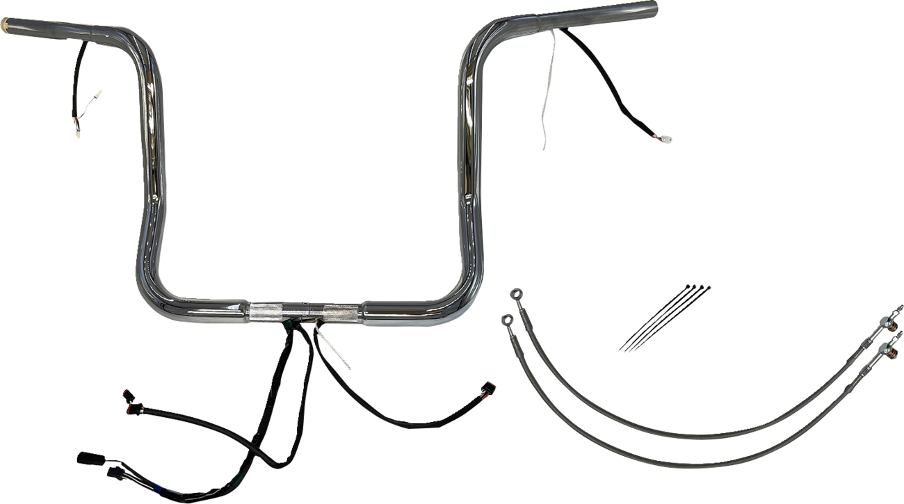 FAT BAGGERS INC. EZ Install Wired 1-1/4" Round Top Handlebar Kit - 14" - Chrome 902514 — image 1