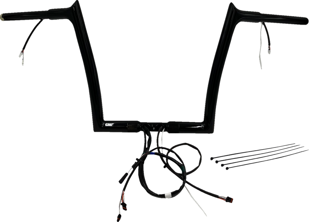 FAT BAGGERS INC. EZ Install Wired 1-1/4" Pointed Top Handlebar Kit - 12" - Black 902912-B — image 1
