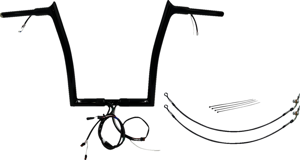 FAT BAGGERS INC. EZ Install Wired 1-1/4" Pointed Top Handlebar Kit - 14" - Black 902914-B — image 1